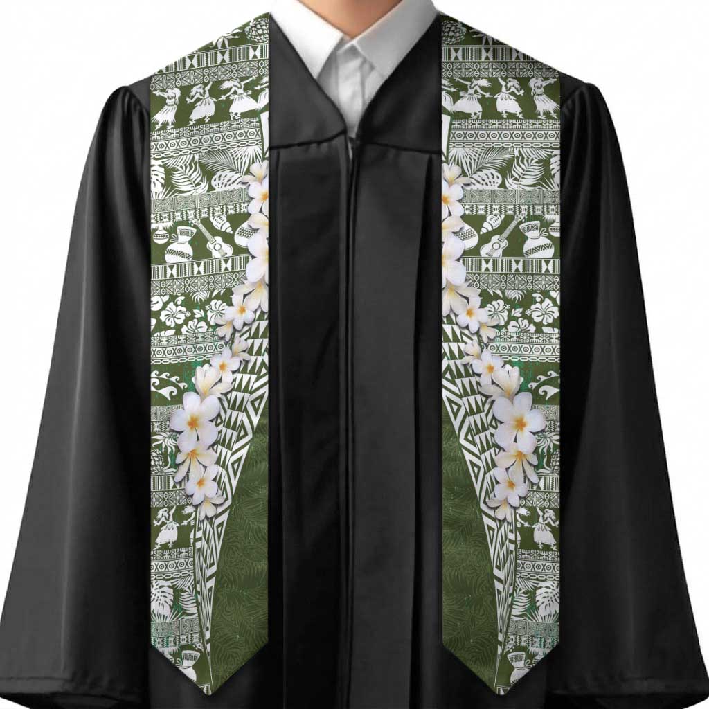 Hawaii Plumeria Tribal Vintage Graduation Stole Special Green