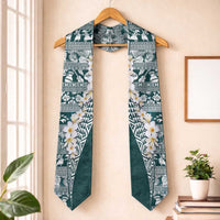 Hawaii Plumeria Tribal Vintage Graduation Stole Special Turquoise LT03 One Size Turquoise - Polynesian Pride