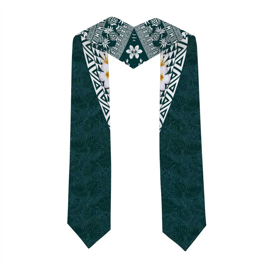 Hawaii Plumeria Tribal Vintage Graduation Stole Special Turquoise LT03 - Polynesian Pride