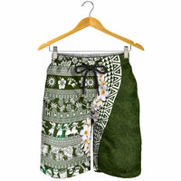 Hawaii Plumeria Tribal Vintage Shorts for Men Special Green