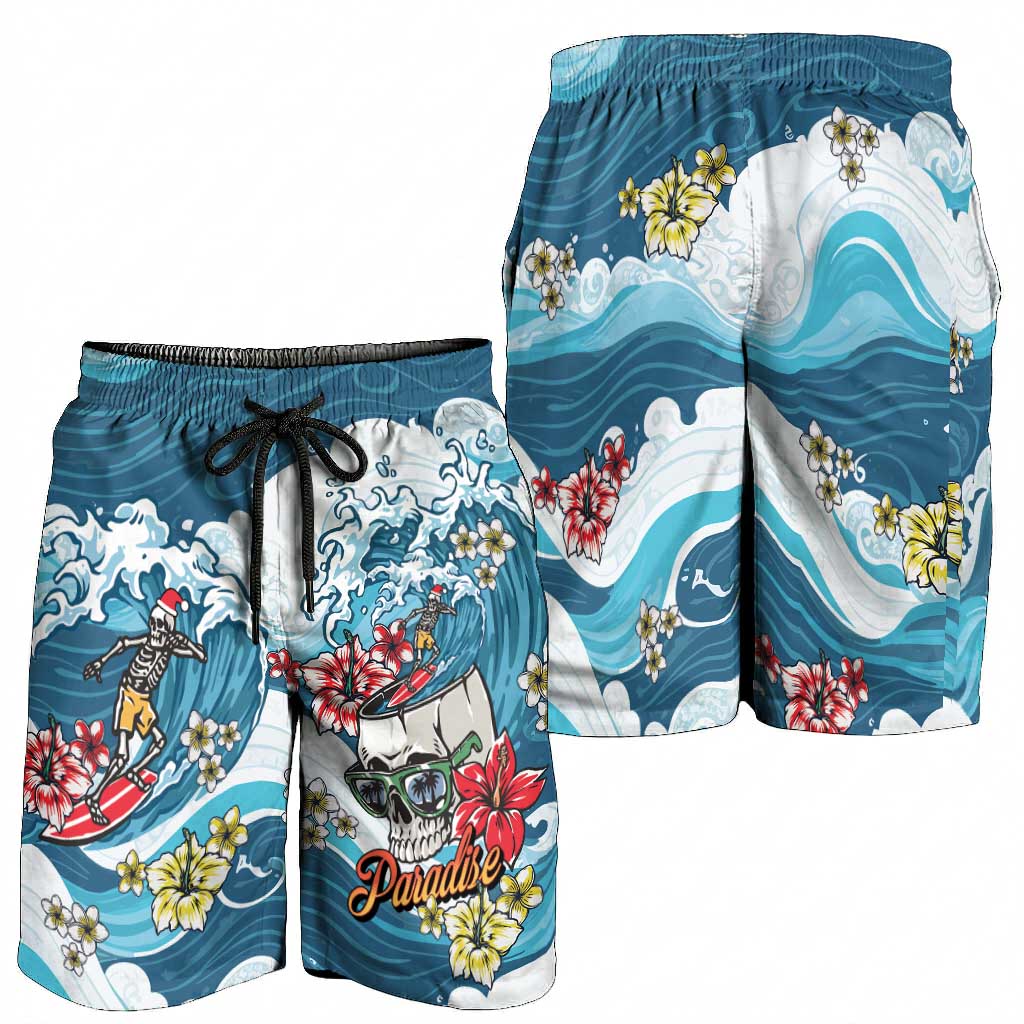 Hawaii Santa Skeleton Surfing Shorts for Men Mele Kalikimaka i Iulai! LT9 - Polynesian Pride