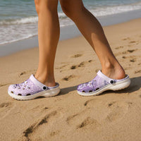 Hawaii Tapa Pattern With Violet Hibiscus Clogs Shoes - Polynesian Pride