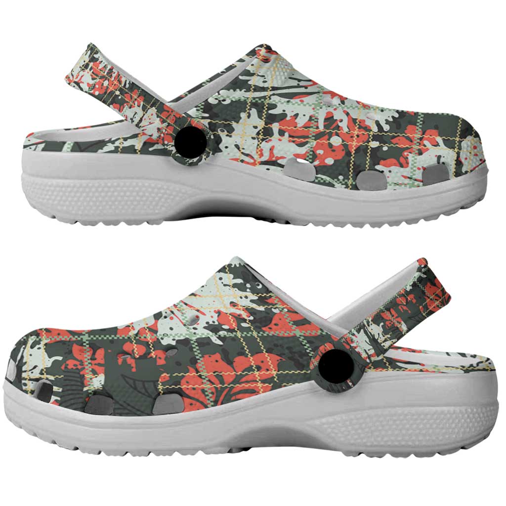 Hawaii Tartan With Hibiscus Clogs Shoes Polynesian Pattern Vintage LT9 - Polynesian Pride