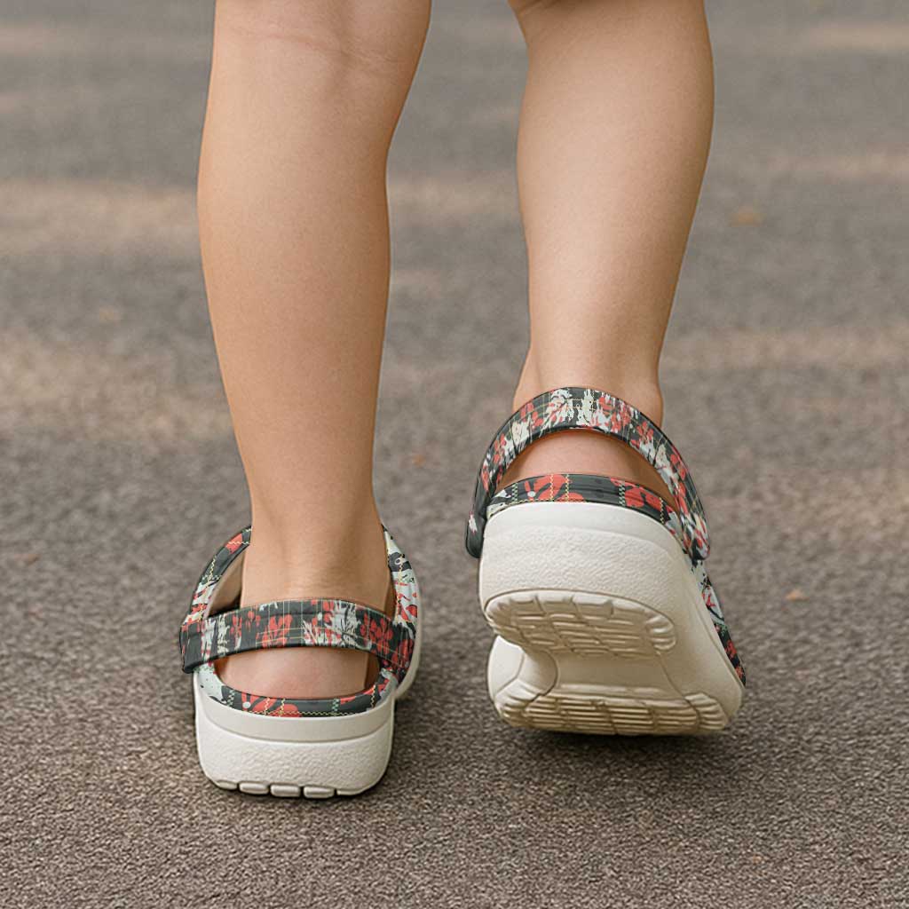 Hawaii Tartan With Hibiscus Clogs Shoes Polynesian Pattern Vintage LT9 - Polynesian Pride