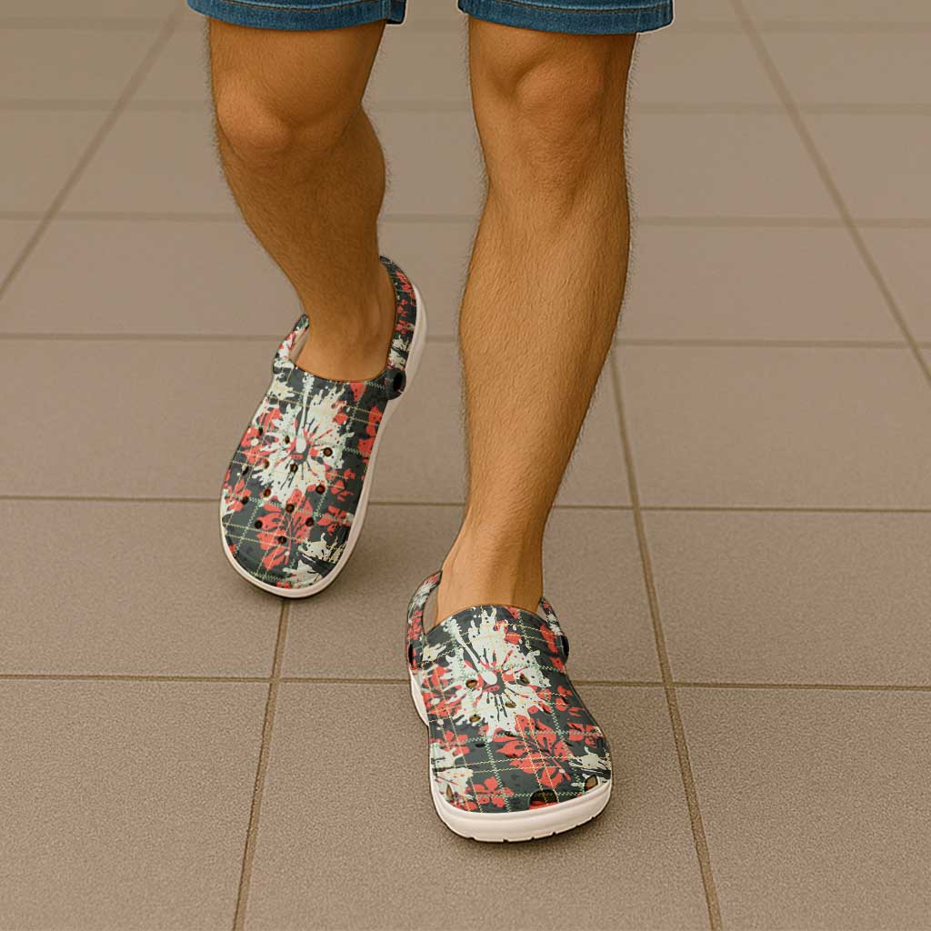 Hawaii Tartan With Hibiscus Clogs Shoes Polynesian Pattern Vintage LT9 - Polynesian Pride