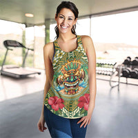 Hawaii Tiki Mask Personalized Women Racerback Tank Mele Kalikimaka i Iulai! LT9 - Polynesian Pride