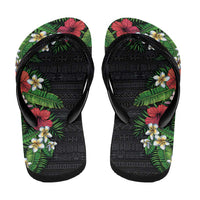 Hawaii Tropical Flowers and Leaves Flip Flops Tapa Pattern Colorful Mode