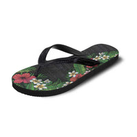 Hawaii Tropical Flowers and Leaves Flip Flops Tapa Pattern Colorful Mode
