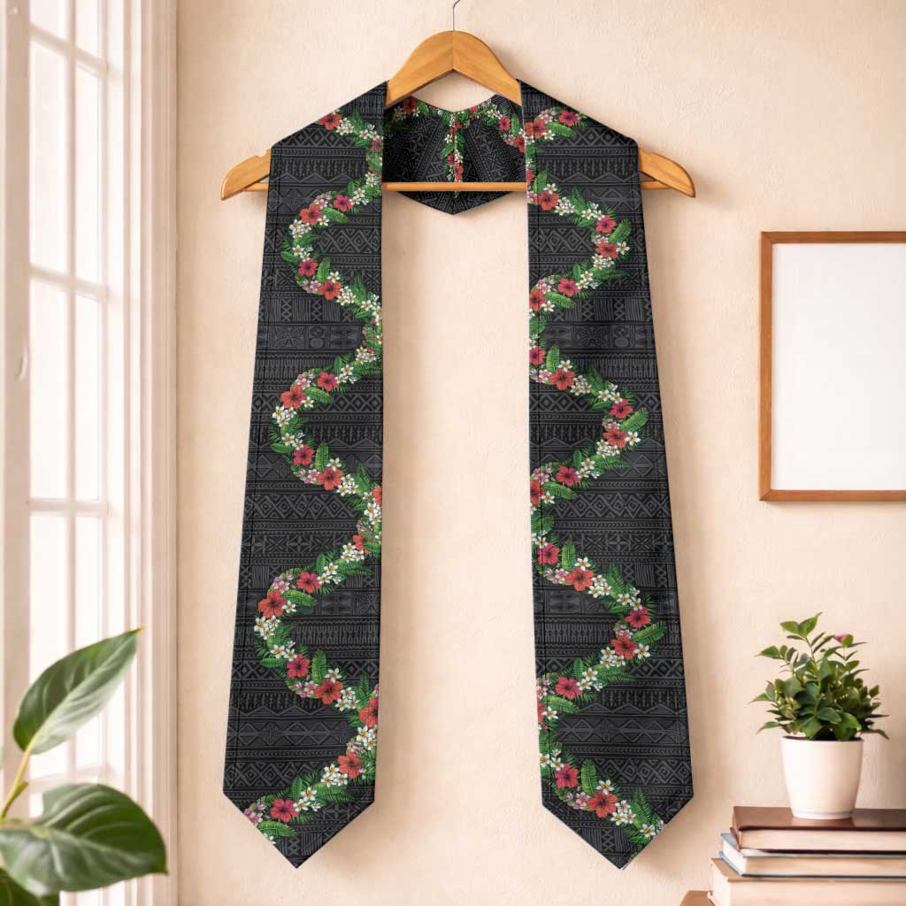 Hawaii Tropical Flowers and Leaves Graduation Stole Tapa Pattern Colorful Mode