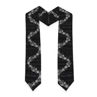 Hawaii Tropical Flowers and Leaves Graduation Stole Tapa Pattern Grayscale Mode