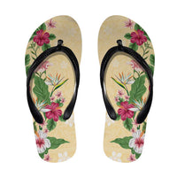 Hawaii Tropical Flowers Flip Flops Polynesian Tattoo Buttermilk