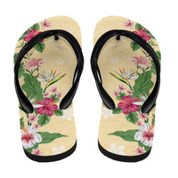 Hawaii Tropical Flowers Flip Flops Polynesian Tattoo Buttermilk