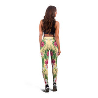 Hawaii Tropical Flowers Leggings Polynesian Tattoo Buttermilk