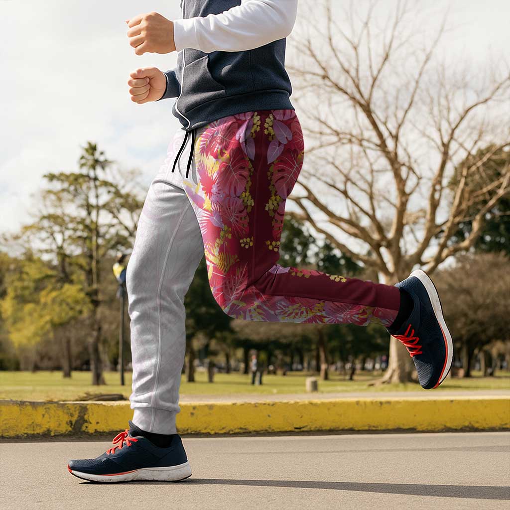 Hawaii Tropical Plant Akala Jogger Pants Vibrant Polynesian Pattern