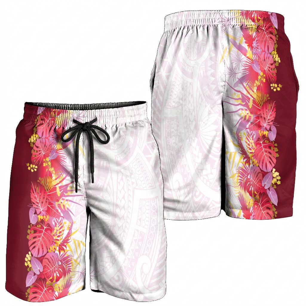 Hawaii Tropical Plant Akala Shorts for Men Vibrant Polynesian Pattern