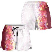 Hawaii Tropical Plant Akala Shorts for Women Vibrant Polynesian Pattern