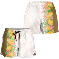 Hawaii Tropical Plant Lenalena Shorts for Women Vibrant Polynesian Pattern