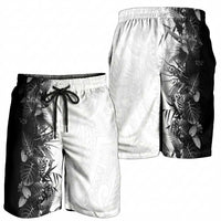 Hawaii Tropical Plant Monochrome Shorts for Men Vibrant Polynesian Pattern