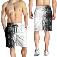 Hawaii Tropical Plant Monochrome Shorts for Men Vibrant Polynesian Pattern