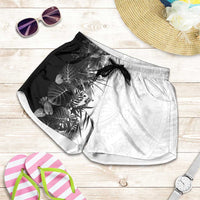 Hawaii Tropical Plant Monochrome Shorts for Women Vibrant Polynesian Pattern