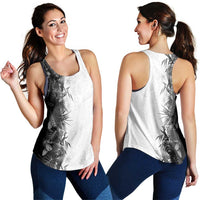 Hawaii Tropical Plant Monochrome Women Racerback Tank Vibrant Polynesian Pattern