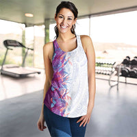 Hawaii Tropical Plant Poni Women Racerback Tank Vibrant Polynesian Pattern