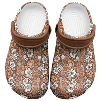 Hawaii Vintage Brown Hibiscus Tapa Pattern Clogs Shoes - Polynesian Pride