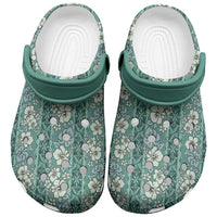 Hawaii Vintage Green Hibiscus Tapa Pattern Clogs Shoes - Polynesian Pride