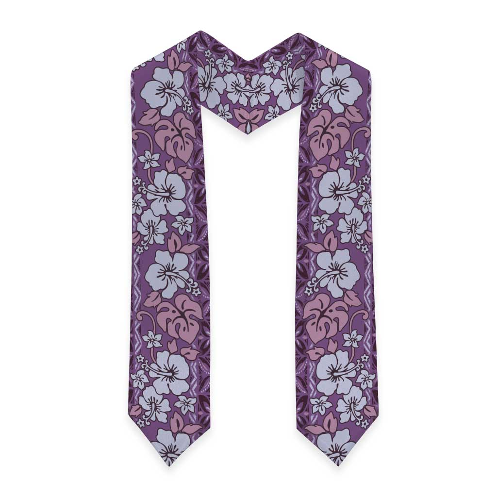 Hawaii Vintage Violet Hibiscus Tapa Pattern Graduation Stole