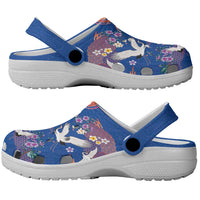 Hawaiian and Japanese Culture Together Clogs Shoes Kakau Tribal Pattern and Irezumi Art Blue Color LT03 - Polynesian Pride