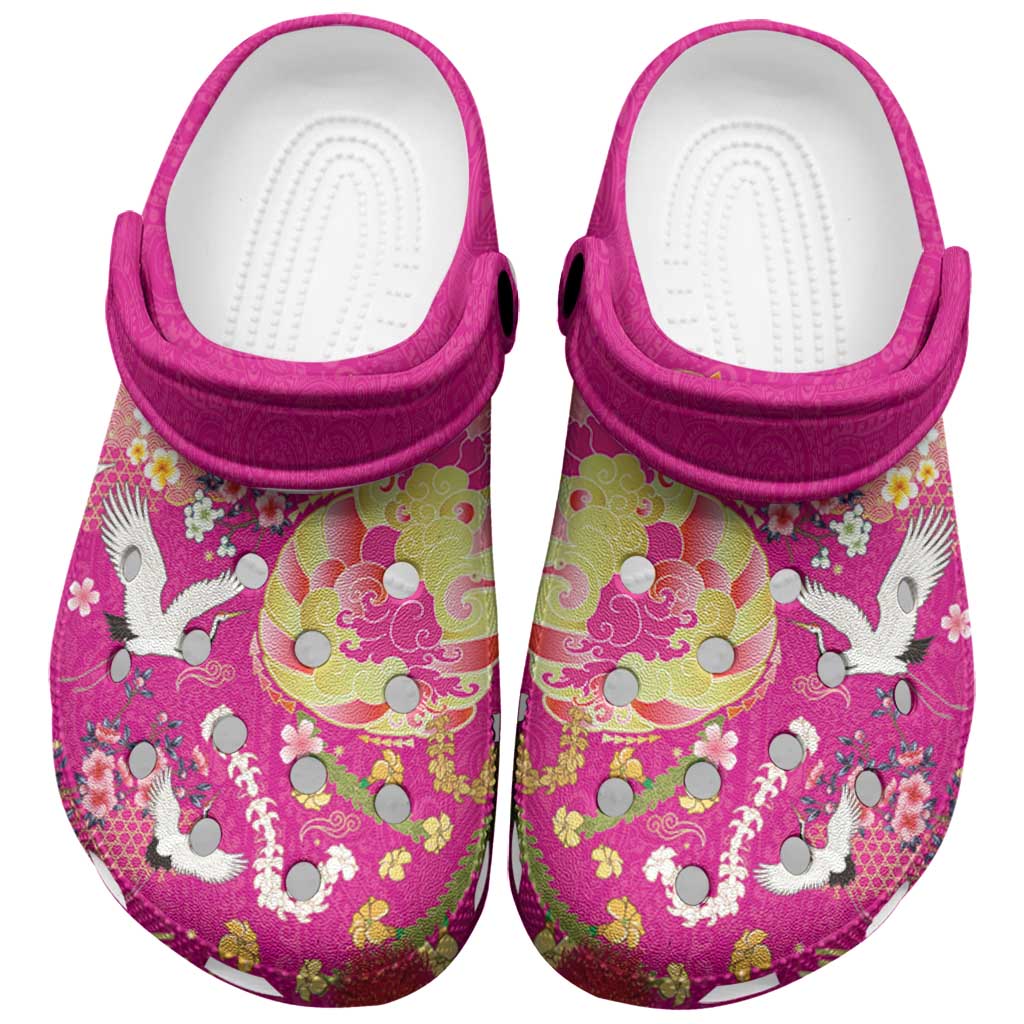 Hawaiian and Japanese Culture Together Clogs Shoes Kakau Tribal Pattern and Irezumi Art Pink Color LT03 Pink - Polynesian Pride