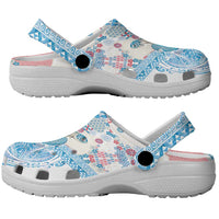 Hawaiian and Japanese Culture Together Clogs Shoes Tropical Honu with Japanese Elements Blue Color LT03