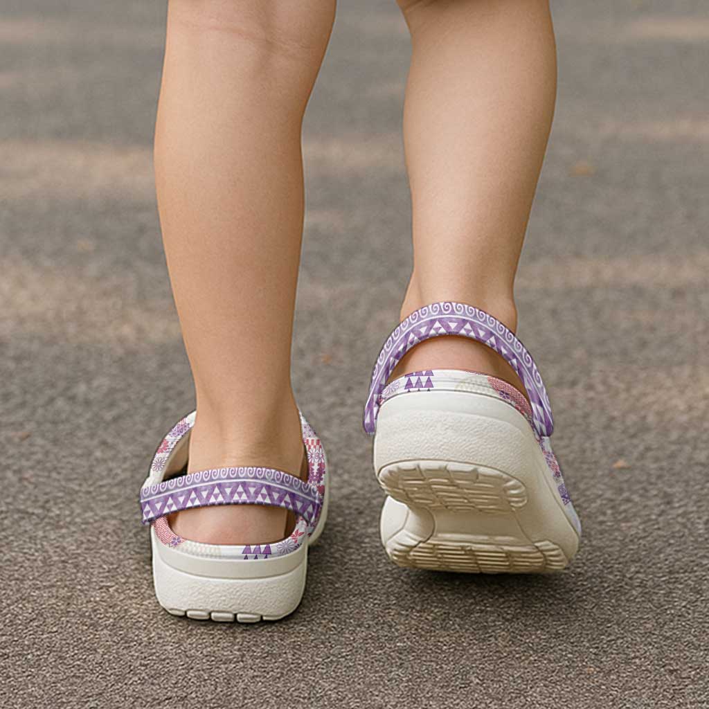 Hawaiian and Japanese Culture Together Clogs Shoes Tropical Honu with Japanese Elements Purple Color LT03