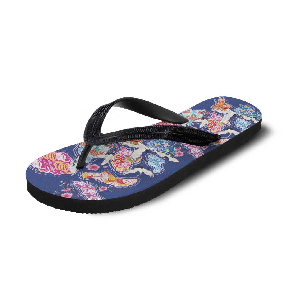 Hawaiian and Japanese Culture Together Flip Flops Hawaiian Archipelago Shape Sea Animals