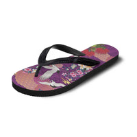 Hawaiian and Japanese Culture Together Flip Flops Purple Ohia Lehua Plumeria and Sakura Blooming LT03 - Polynesian Pride