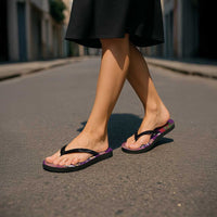Hawaiian and Japanese Culture Together Flip Flops Purple Ohia Lehua Plumeria and Sakura Blooming LT03 - Polynesian Pride