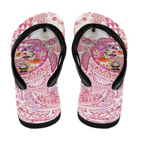 Hawaiian and Japanese Culture Together Flip Flops Tropical Honu with Japanese Elements Pink Color LT03 - Polynesian Pride