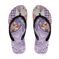 Hawaiian and Japanese Culture Together Flip Flops Tropical Honu with Japanese Elements Purple Color
