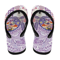 Hawaiian and Japanese Culture Together Flip Flops Tropical Honu with Japanese Elements Purple Color