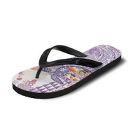 Hawaiian and Japanese Culture Together Flip Flops Tropical Honu with Japanese Elements Purple Color