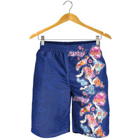 Hawaiian and Japanese Culture Together Shorts for Men Hawaiian Archipelago Shape Sea Animals