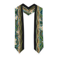 Hawaiian Art Flower Tribal with Lei Graduation Stole Palaka Pattern Black Color LT03 - Polynesian Pride