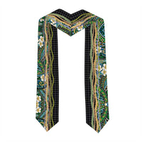 Hawaiian Art Flower Tribal with Lei Graduation Stole Palaka Pattern Black Color LT03 - Polynesian Pride