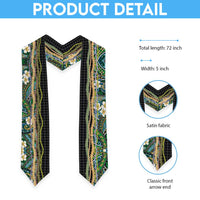 Hawaiian Art Flower Tribal with Lei Graduation Stole Palaka Pattern Black Color LT03 - Polynesian Pride