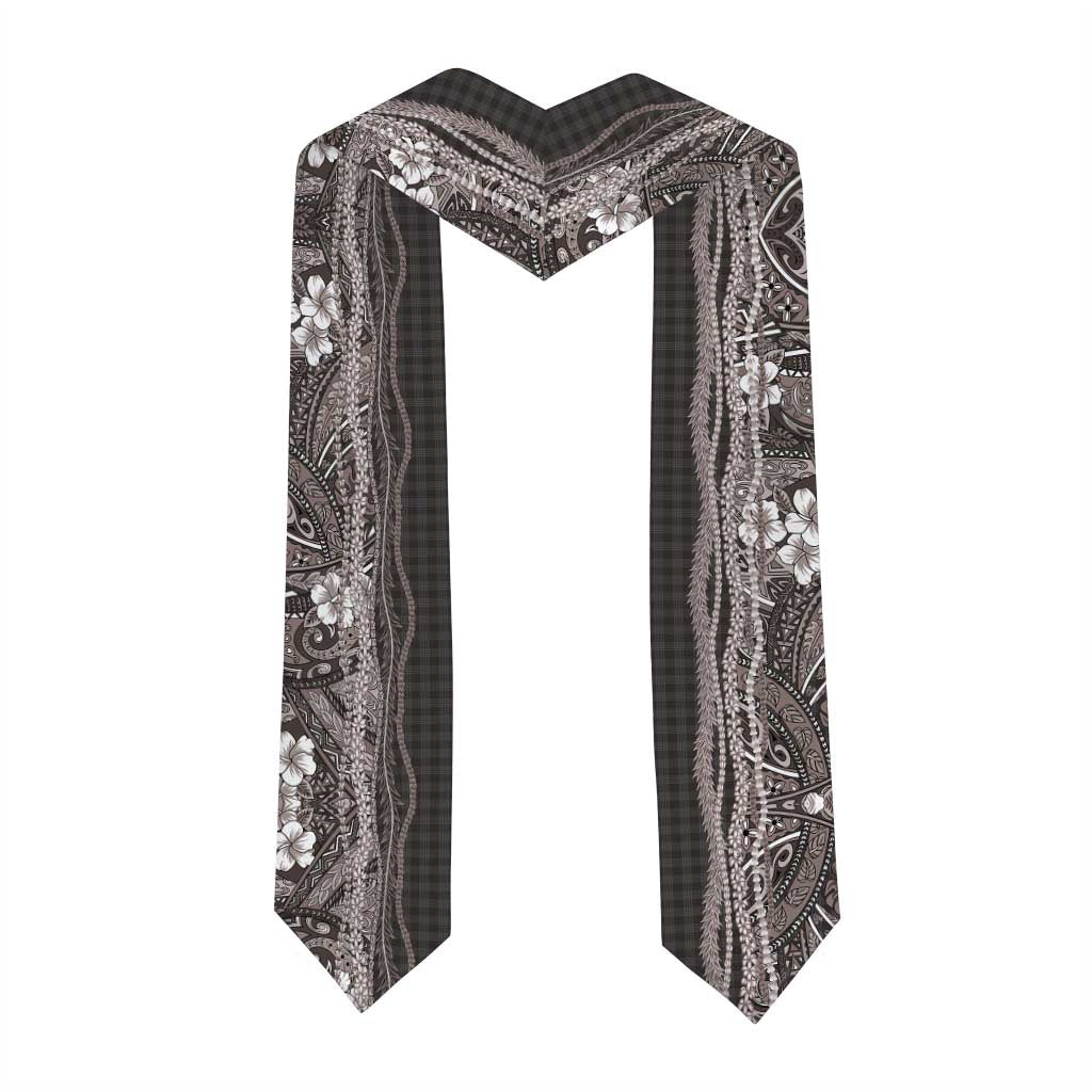 Hawaiian Art Flower Tribal with Lei Graduation Stole Palaka Pattern Grayscale