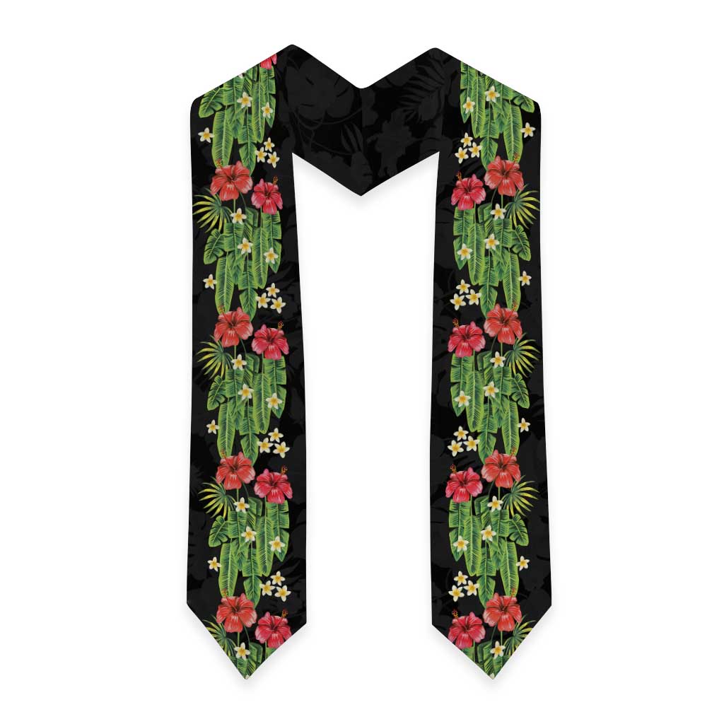 Hawaiian Hibiscus Plumeria Graduation Stole Tropical Leaves