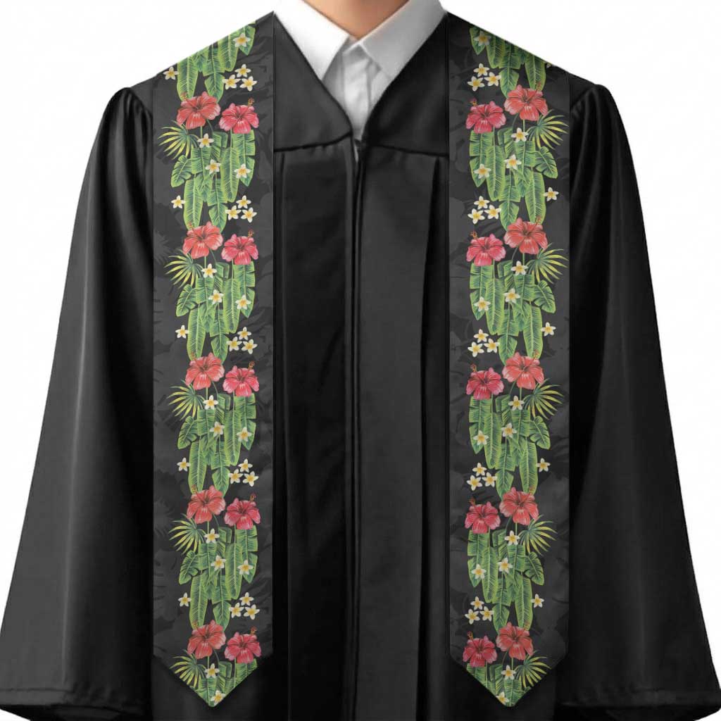 Hawaiian Hibiscus Plumeria Graduation Stole Tropical Leaves
