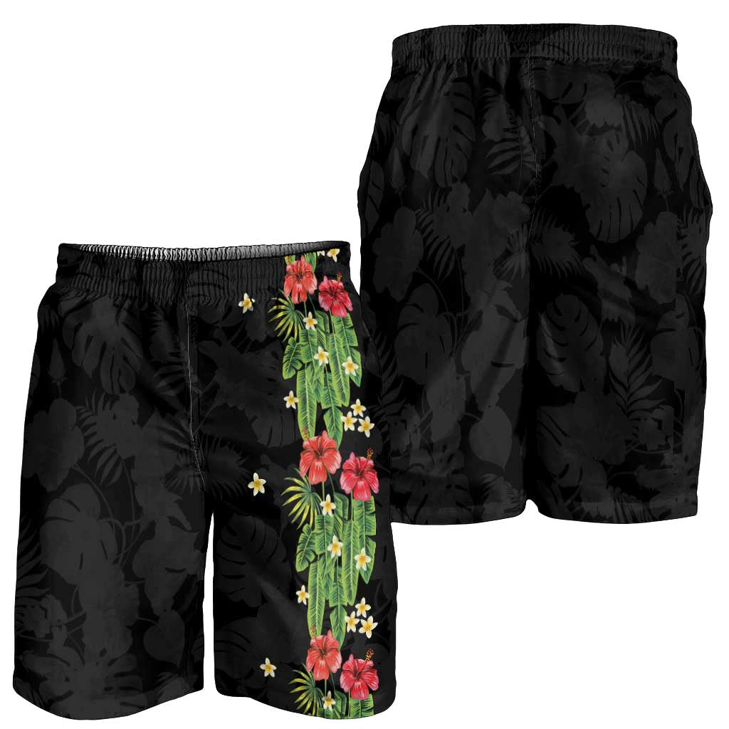 Hawaiian Hibiscus Plumeria Shorts for Men Tropical Leaves LT01 - Polynesian Pride