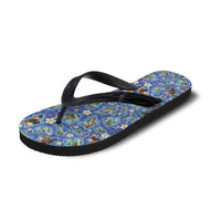 Hawaiian Island Shapes-Iconic Landscape Flip Flops with Plumeria and Palaka Blue Color