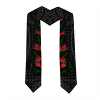 Hawaiian Kakau Art Graduation Stole Taro Leaves with Ohia Lehua and Pakala Pattern